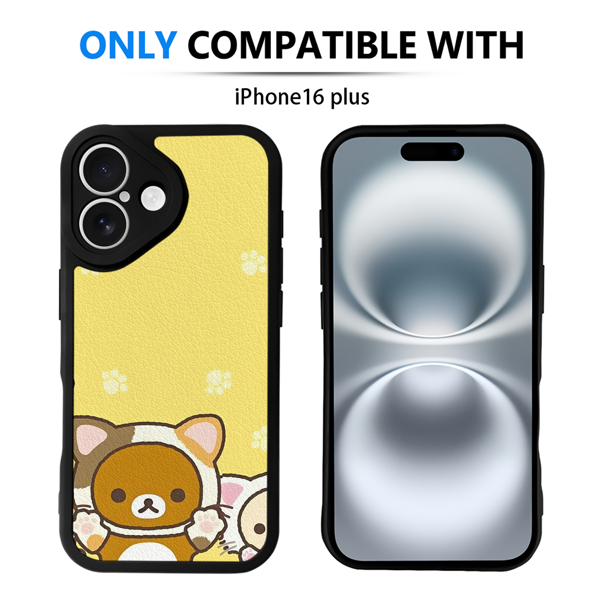 （画像用） リラックマ リラックマ キイロイトリ Rilakkuma Korilakkuma Kiiroitori 【iPhone 16シリーズ対応】シリコンスマホケース（レザー調） 材質：シリコン